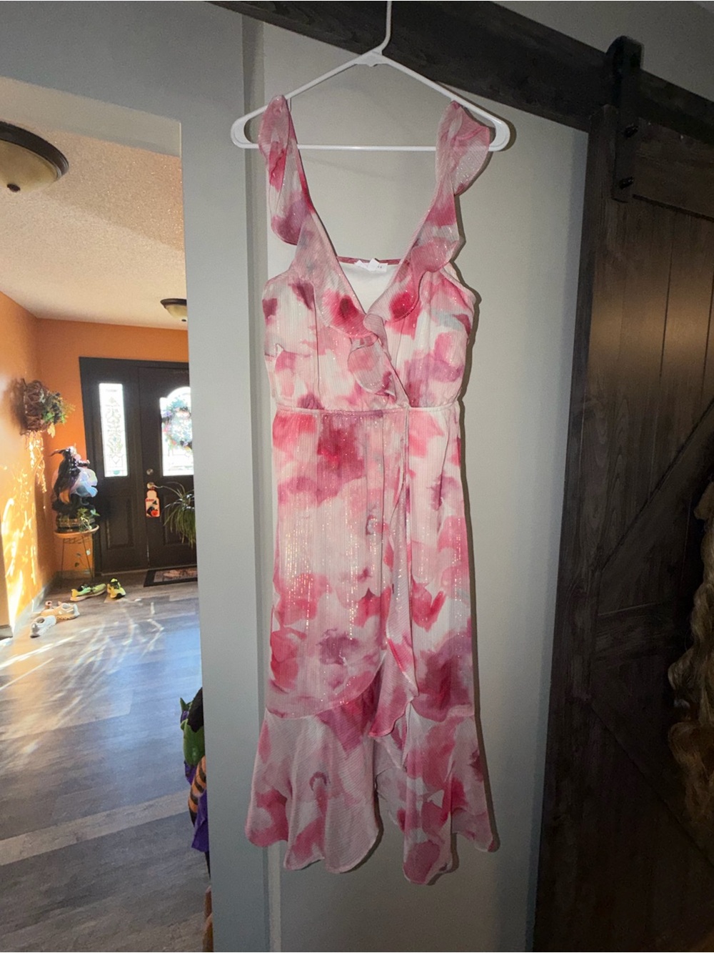 Socialite Pink Floral High-Low Wrap Dress